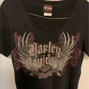 Women’s Harley Davison shirt- Black w/bling